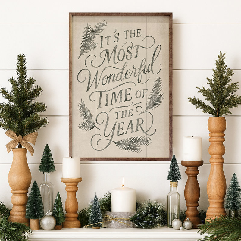 It's It's The Most Wonderful Time Pine, H 8 po x l 5 po, Blanc