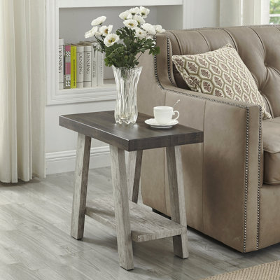 Contemporary Two-Tone Wood Shelf Side Table