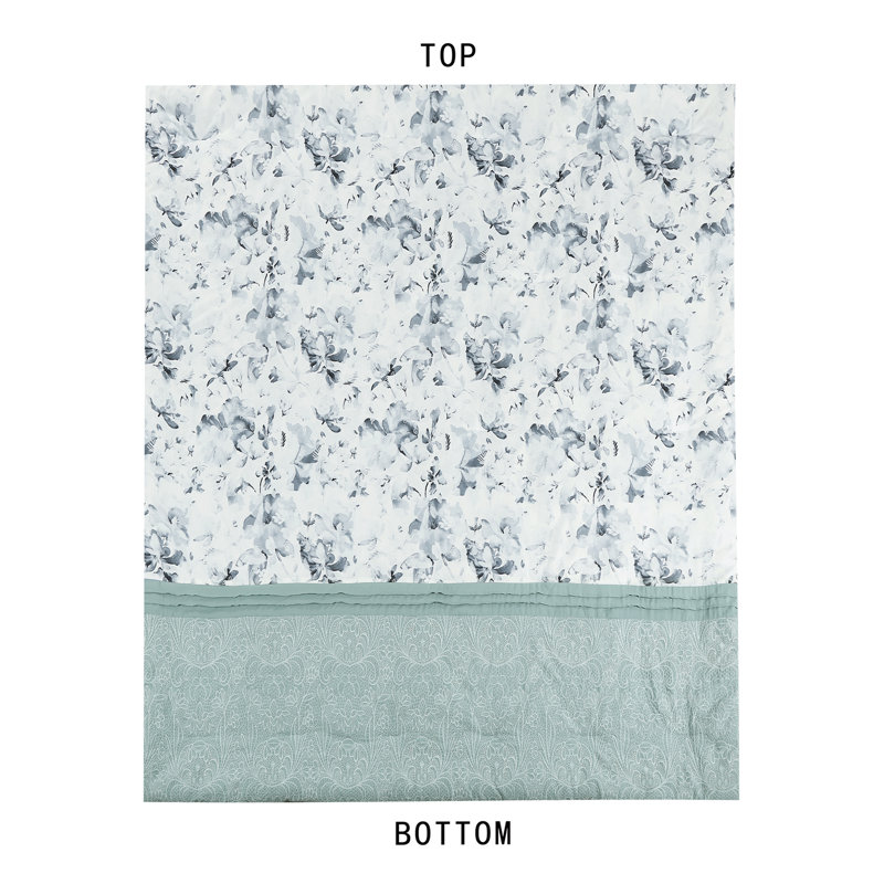 Ensemble d'édredon 7 pièces Vero Luxury, Édredon de très grande taille et 6 pièces suppl, Motif floral bleu