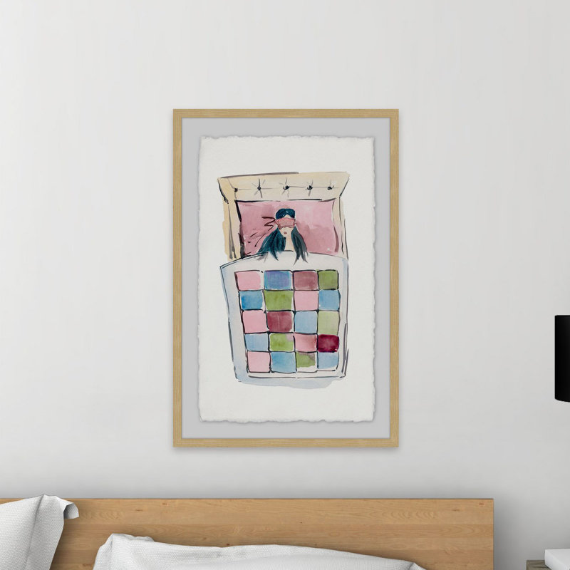 Sleeping Pink - Single Picture Frame Painting, 46 cm H x 30 cm W