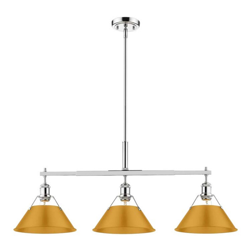 Suspension Bisto 3 pour îlot de cuisine, Auric Yellow, Chrome