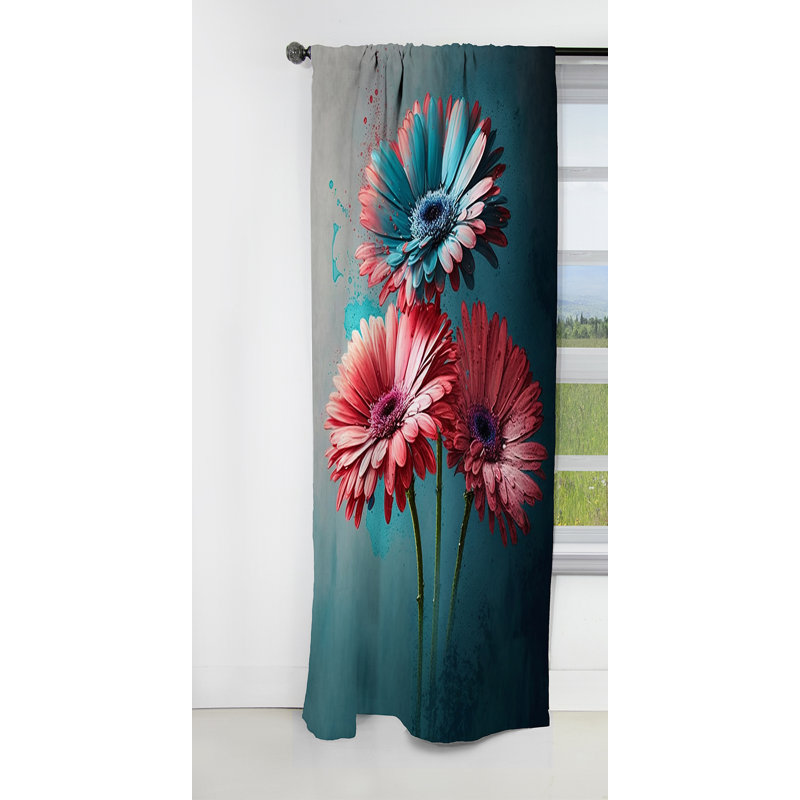 Julissa - Rideau Gerbera - Rideau occultant à motif floral - 1 panneau, L 52 po x L 63 po