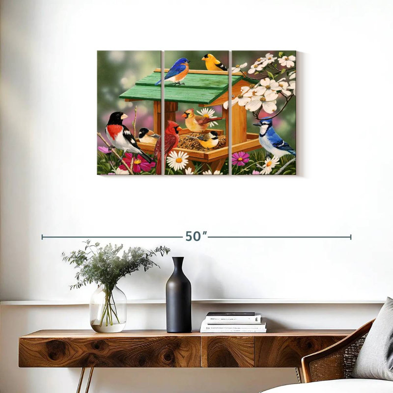 Backyard Birds Spring Feast, 20" H x 33" W