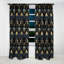 Motif damassé doré et bleu de luxe - Rideau Ikat - Rideau occultant en damas - 1 panneau-107539472