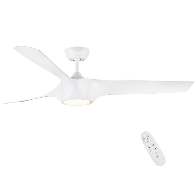 Ventilateur de plafond à DEL 56 pouces avec pales en ABS blanc