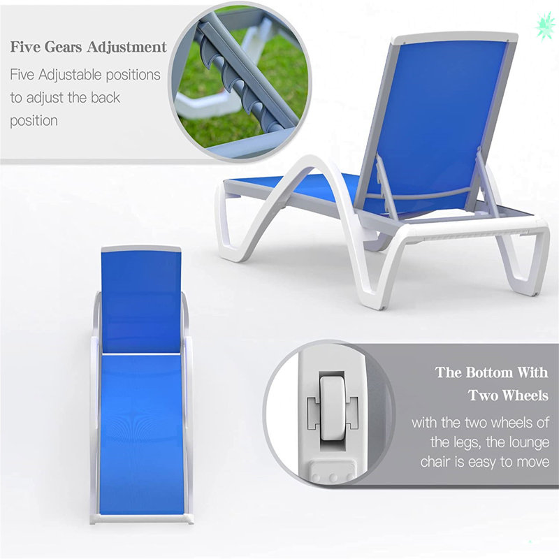 Cerine Aluminum Outdoor Lounge Chair, Blue
