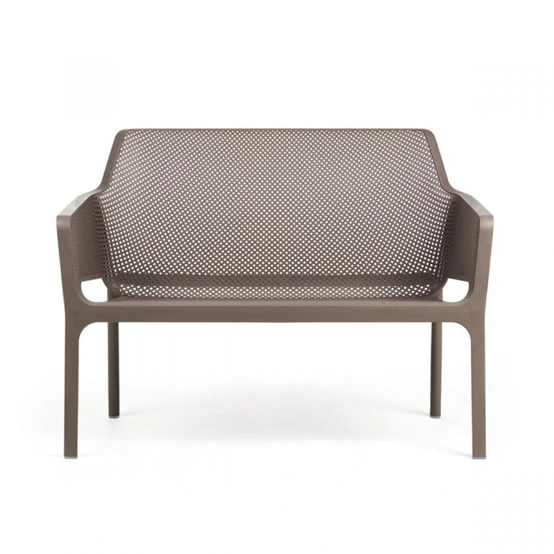 Net Resin Outdoor Bench, Dove Gray