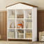 Support de rangement en forme de maison avec neuf compartiments de rangement, bibliothèque à trois couches avec un design à blocs de couleurs