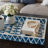 Decorative Tray, 14 Inch Capiz Geometric Pattern, Blue And White-123275134-123275133