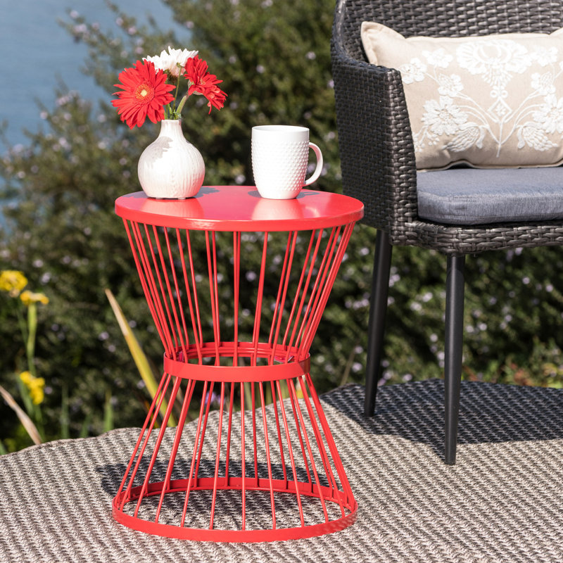 Table d'appoint artistique d'extérieur, H 20,82 po x l 15,81 po x P 16,18 po, Rouge