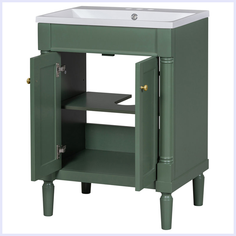 Meuble-lavabo moderne avec lavabo supérieur, Vert