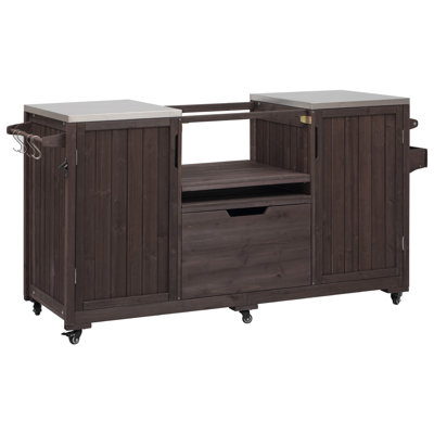 66.5" Outdoor Kitchen Island , Solid Wood Outdoor Grill Cart, Compatible with Large Big Green Egg, Kamado Joe. by Polyfurniture