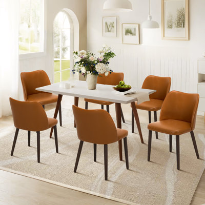 18" H Upholstered Fabric Dining Chair with Solid Wood Legs