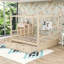Two Drawers Wooden Canopy Bed with Slats-79124901-79124896