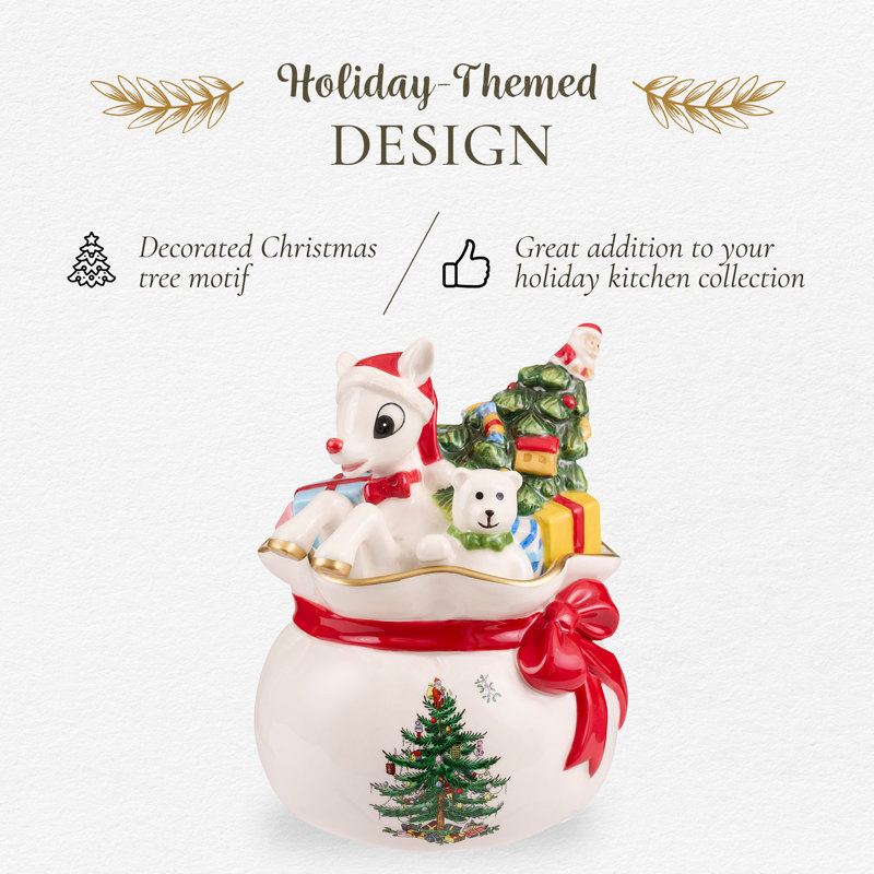 Spode – Christmas Tree – Christmas Tree Rudolph Candy Bowl, Set of 2