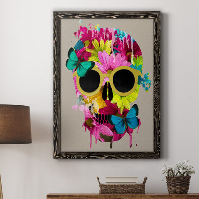 Crâne floral - peinture sur toile encadrée