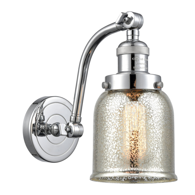 Applique murale à bras 1 lumière Norberto Bell, Chrome poli, Argent mercuré plaqué, Ampoule DEL 6 watts Vinage