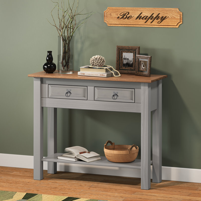 Palmea 88cm Solid Wood Console Table, Grey