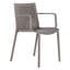 Ensemble de 4 fauteuils empilables en PP gris chaud et table moderne blanche de 140 cm - Résistant aux intempéries, plateau léger, structure polyvalente (4 emplacements), patins antidérapants, idéal pour différents usages.