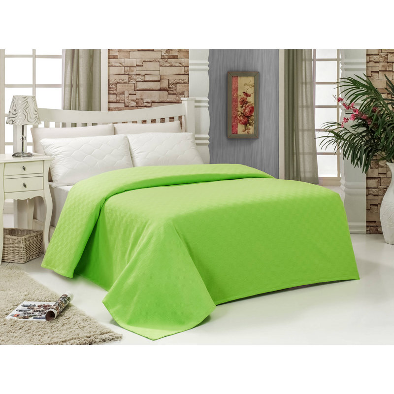 Couvre-lit / couvre-lit 100% coton Magdaleno, King Bedspread, Vert