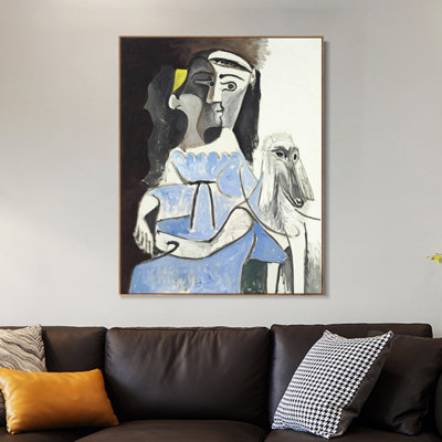 Art encadré sur toile, "Femme avec chien" (Jacqueline et Kaboul), 1960 par Pablo Picasso, art mural, décorations de bureau à domicile