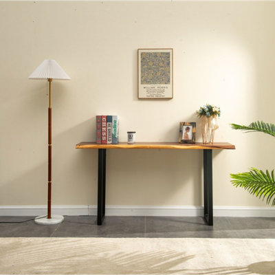 Console avec pieds en forme de U et noyer d'Amérique du Sud, bureau Live Edge