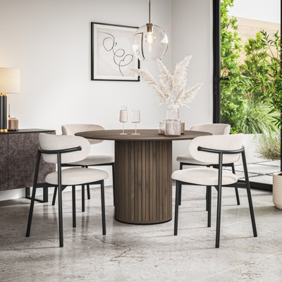Arlo Black Table Top W Black Legs + Myla Linen Dining Chair Grey Set Of 4