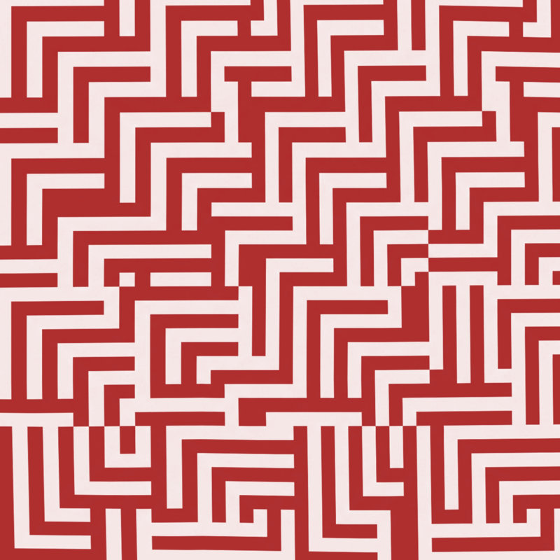 Maze Geometric Pattern Bath Mat, L 34 po x L 21 po, Rouge foncé / blanc clair