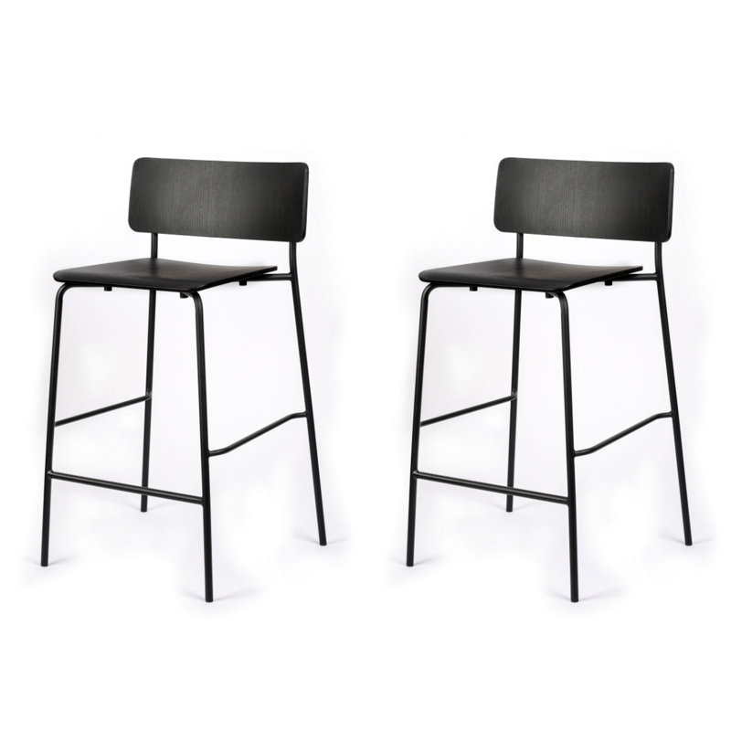 Mia Counter Stool with Metal Frame, Bar Stool (29.5" Seat Height), Black