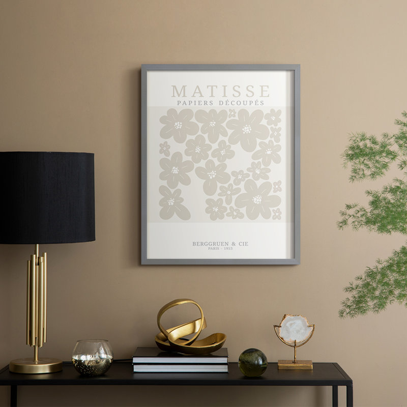 Matisse CDXV III, reproduction d'art encadrée - bois massif, H 15 po x l 12 po, Gris