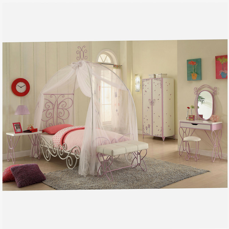 White and Light Purple Bedside Table