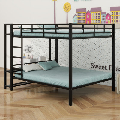 Stylish Metal Bunk Bed with LED Lighting, Storage Mesh Shelves and Practical Clothes Hooks
