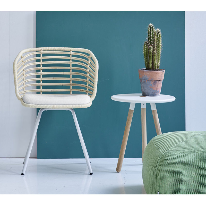 Area Outdoor Round Teak Side Table, White