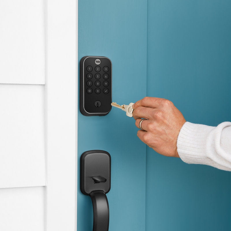 Black Suede Wi-Fi Smart Door Lock with Keypad and Voice Control