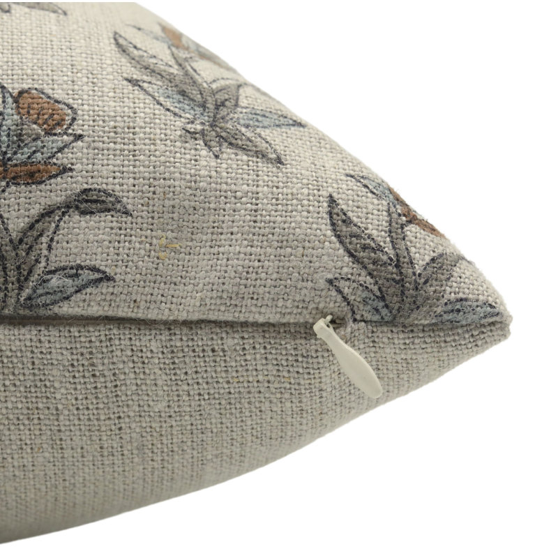 Linen Pillow Cover, 14"H x 14"W, Square, Pink Floral 1