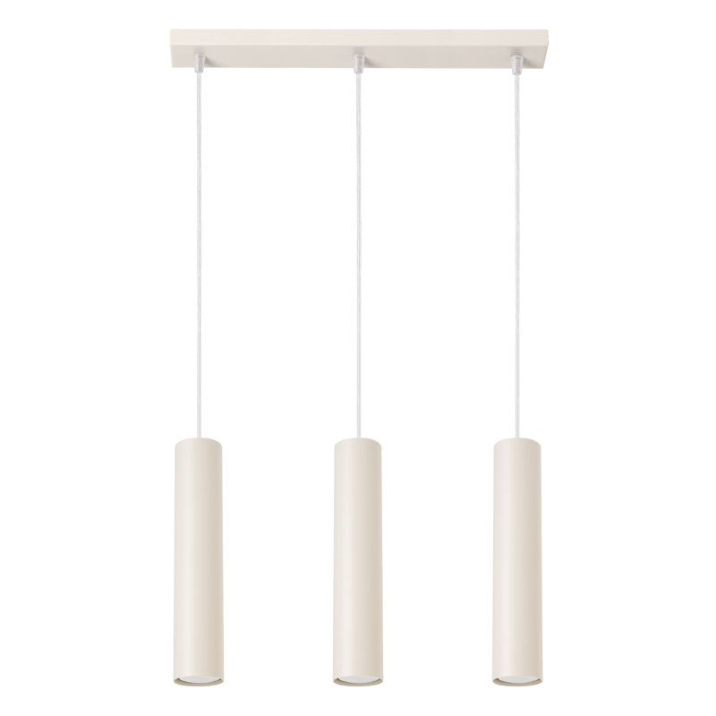 Bergmundur - Light Stainless Steel Pendant, Beige, 3 Lights, 46.5cm W x 15cm D