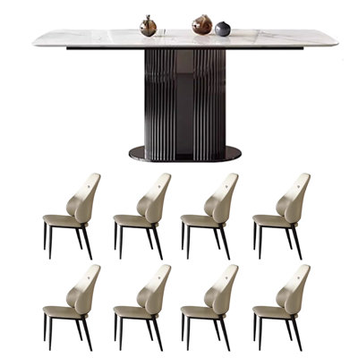 High-end bright rectangular dining table and chair