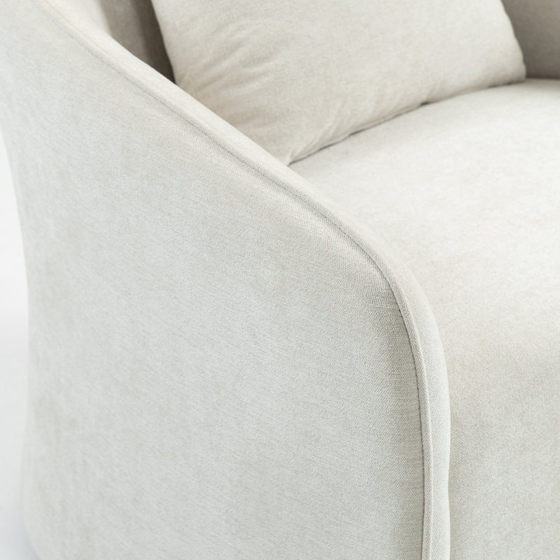 Fauteuil demi-tonneau pivotant avec accoudoirs pivotant 30,25 po de large, Mélange de polyester crème