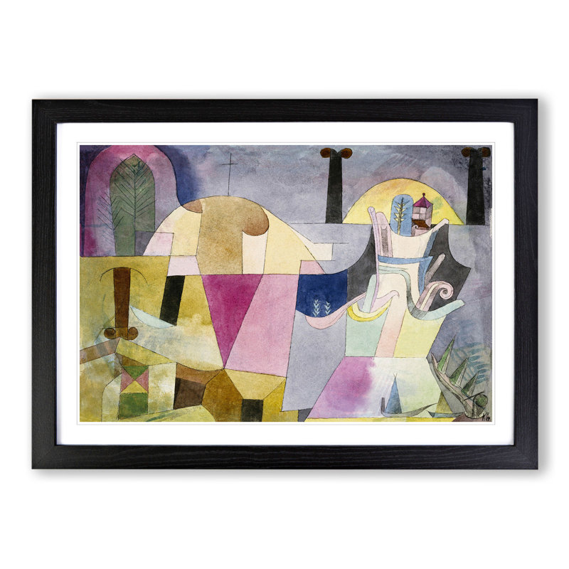 Black Columns in a Landscape by Paul Klee - Picture Frame Painting, 48cm H x 65cm W x 2cm D, Black Framed