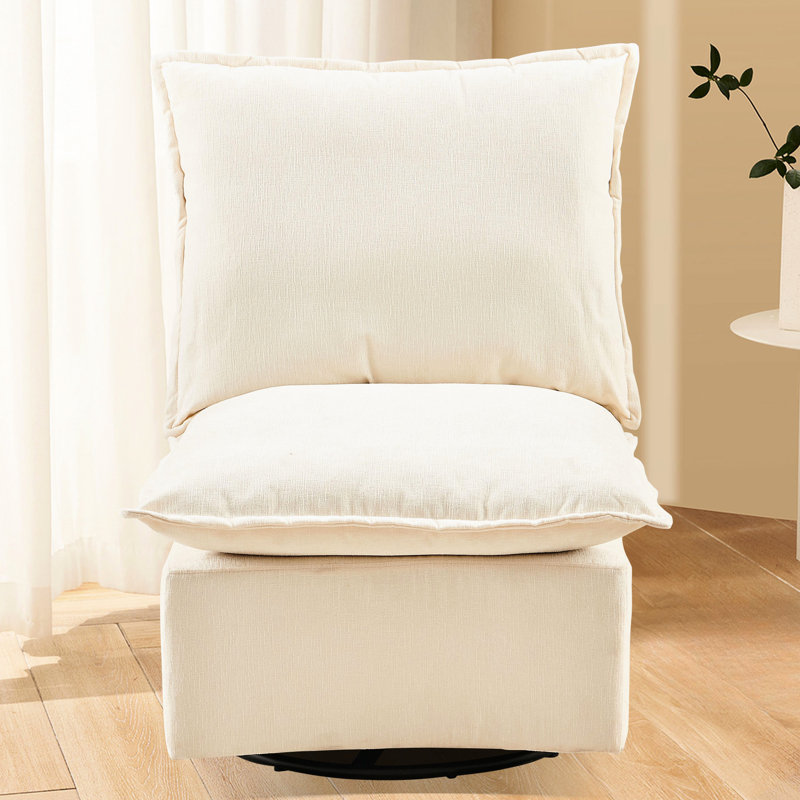 Fauteuil pivotant en chenille ergonomique pour un soutien rempli de mousse, Blanc cassé