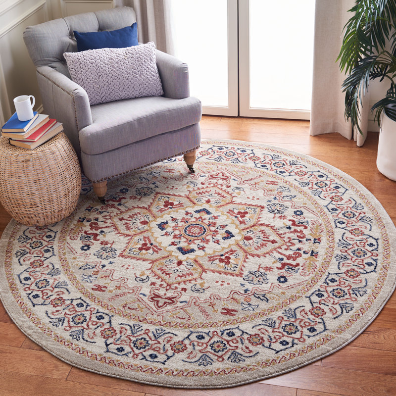 Tapis beige/ivoire oriental Casetta, Rond 6 pi 7 po