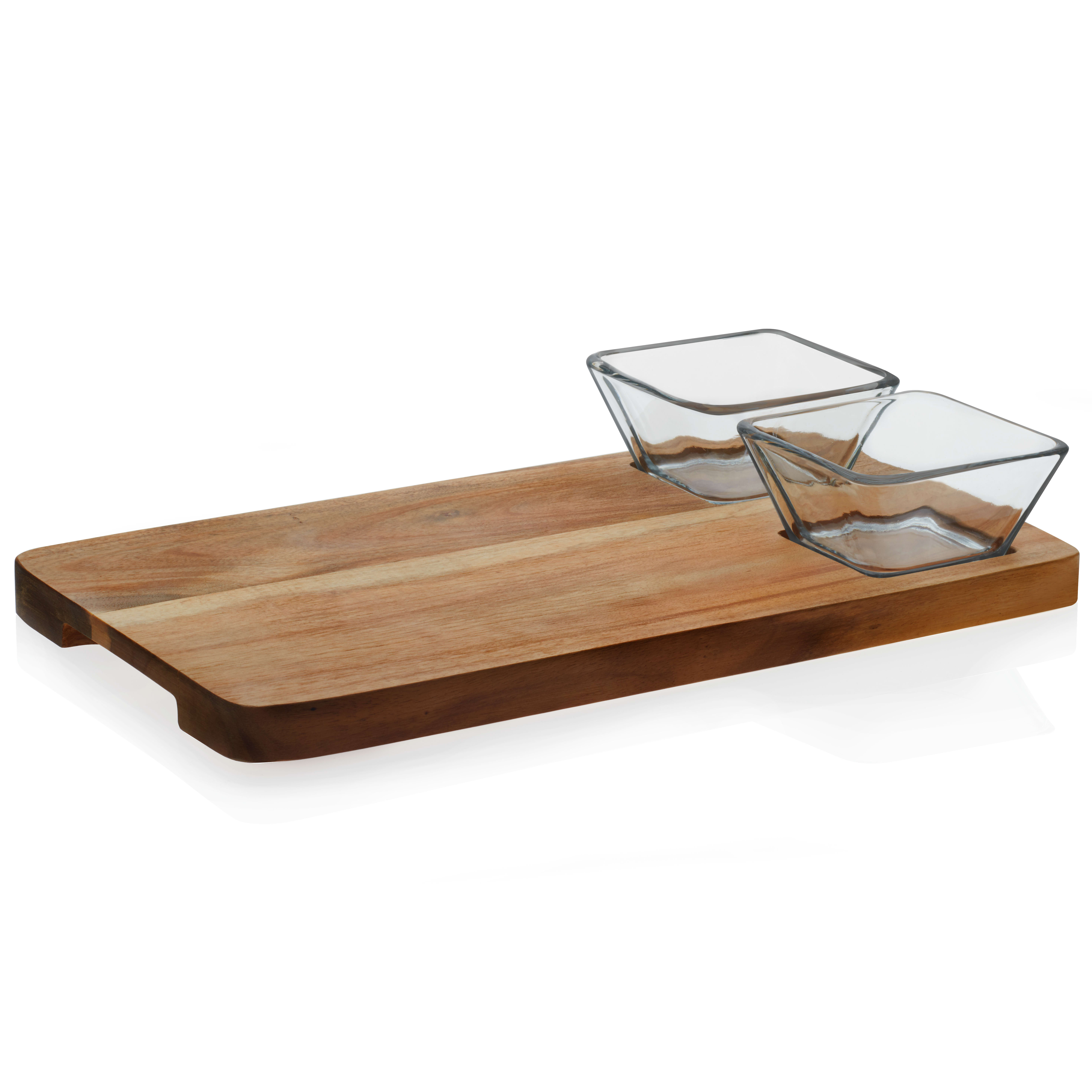 15 Inch Deluxe White Marble and Solid Acacia Wood Serving Tray