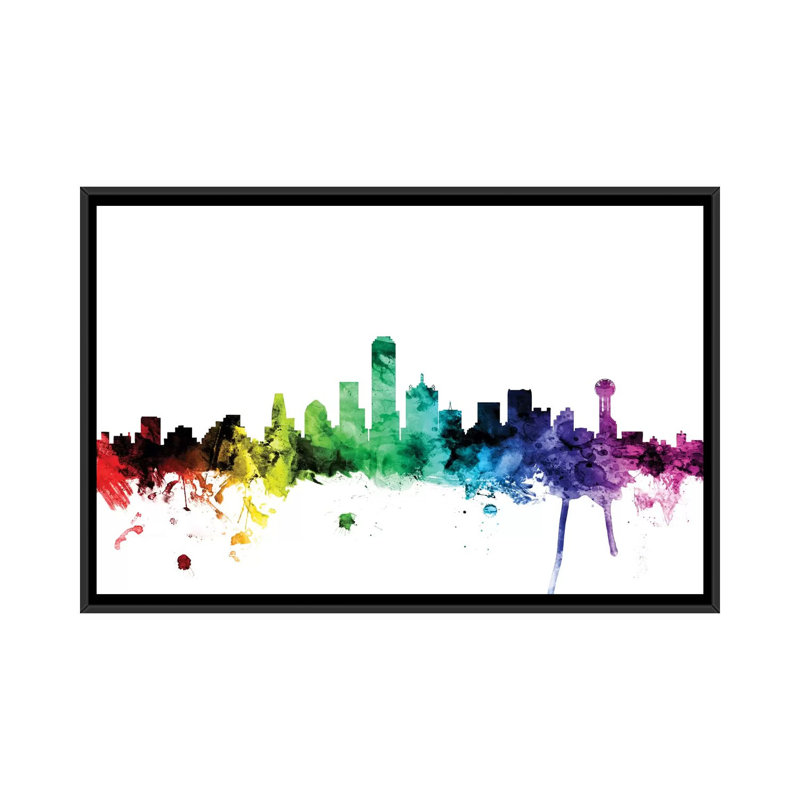Rainbow Skyline Series: Dallas, Texas, États-Unis, impression sur toile tendue, L 26 po x H 18 po x P 1,5 po, Pas de tapis