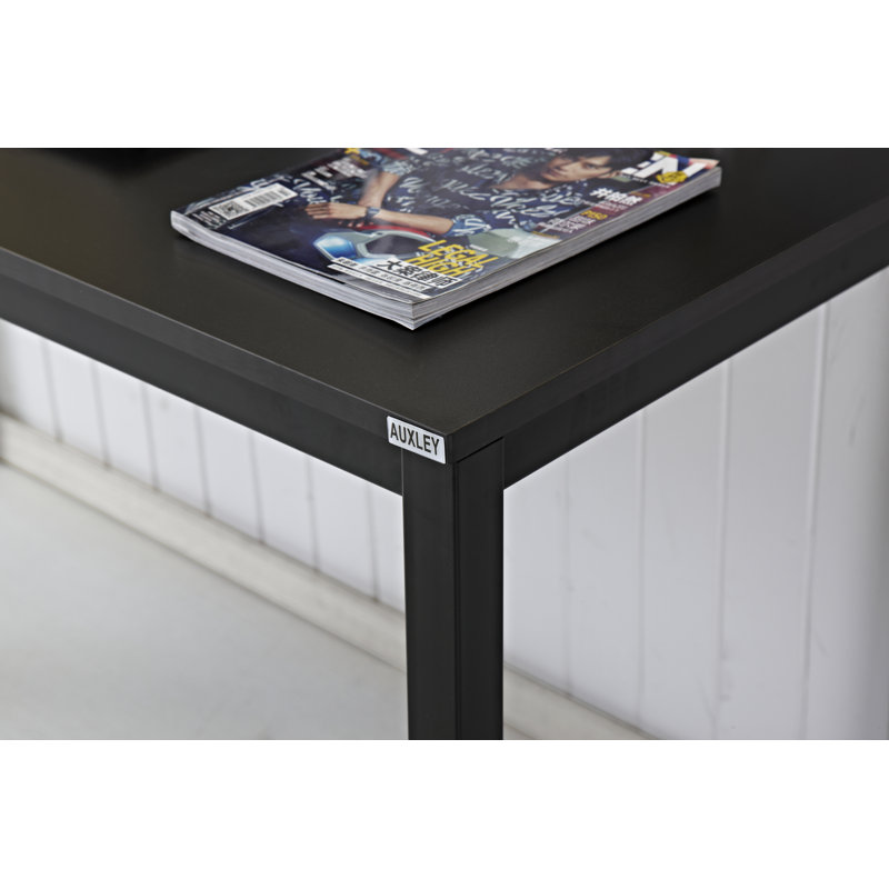 Rockett Metal Base Writing Desk, Black/Black, 29.5" H x 55" W x 23.6" D