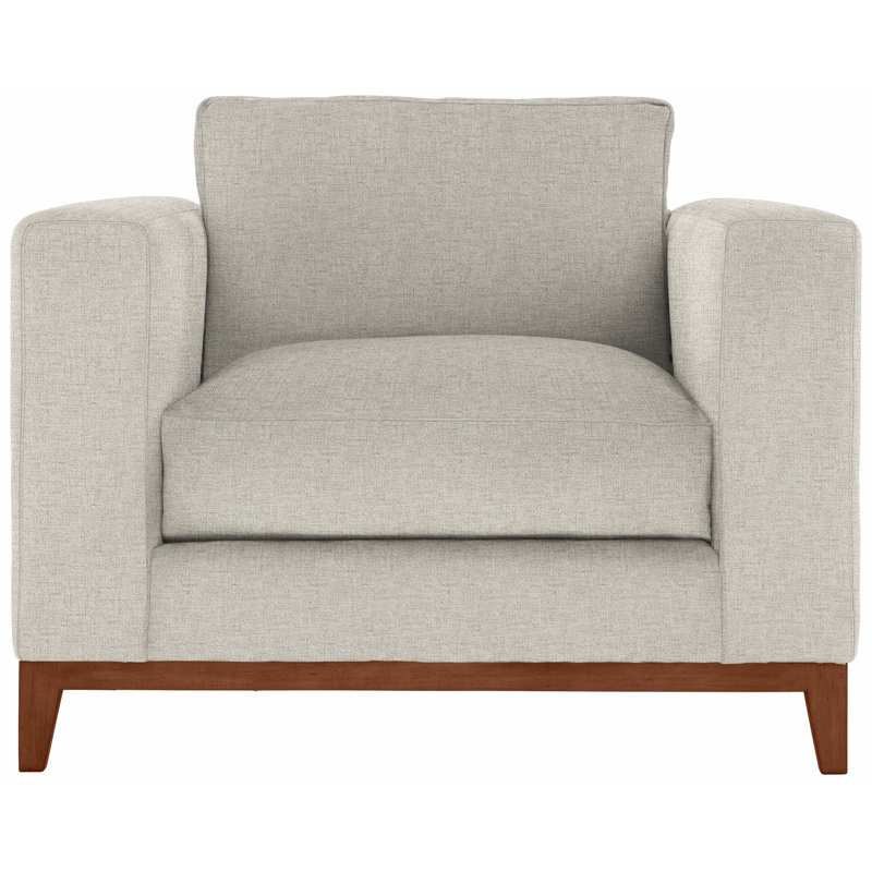 Noel 40" Wide Armchair, Cream Linen 1429-002, Tobacco Distressed
