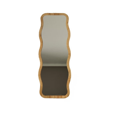 Elegant Wall-Mounted Mirror, 19.7 x 63.0 x 0.9 inches | 100% MDF Construction, Walnut Finish | Ecological Flotal-E Design, Modern Solid Color - Perfect for Home Decor & Contemporary Spaces