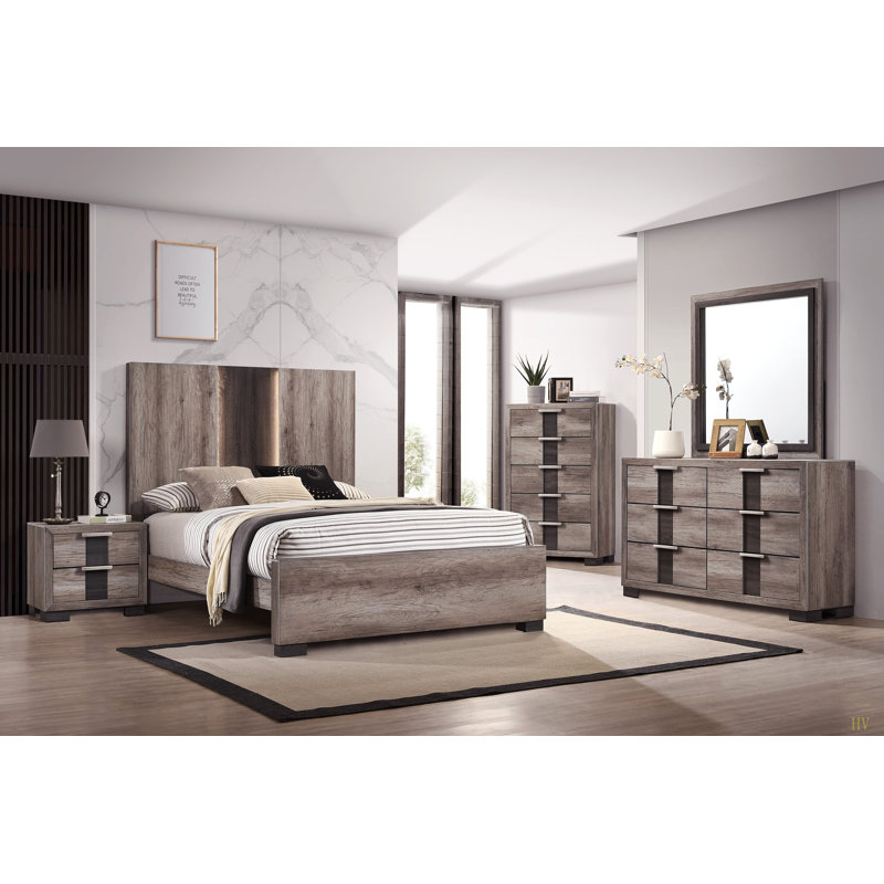 Table de chevet contemporaine 1pc, Brun
