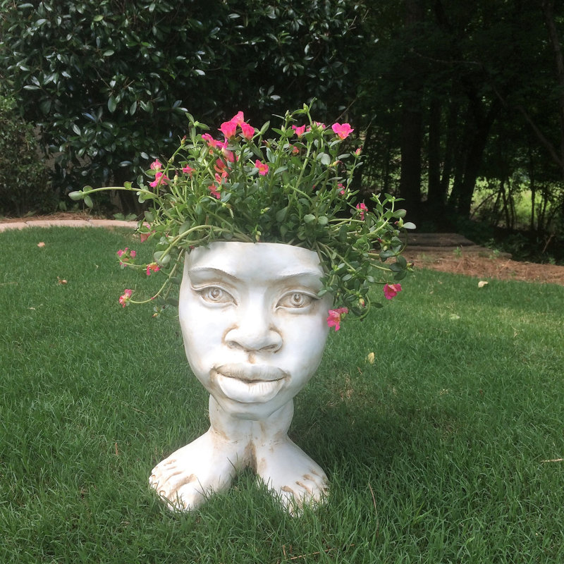 Muggly's Auntie Kayla Face Statue Planter, Antique White