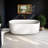 StonePure 51"×25.5" Compact Freestanding Solid Surface Stone Bathtub, 13" Deep Soaking Tub With Overflow, Pop-up Drain