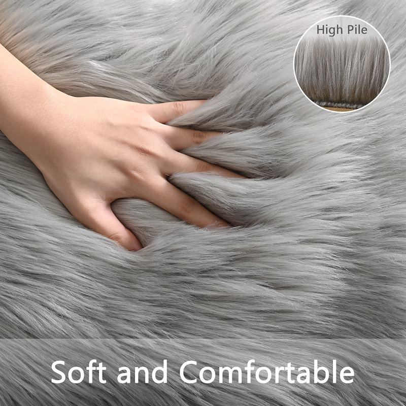 Haja Faux Sheepskin Indoor Rug, Rectangle 3' x 5'